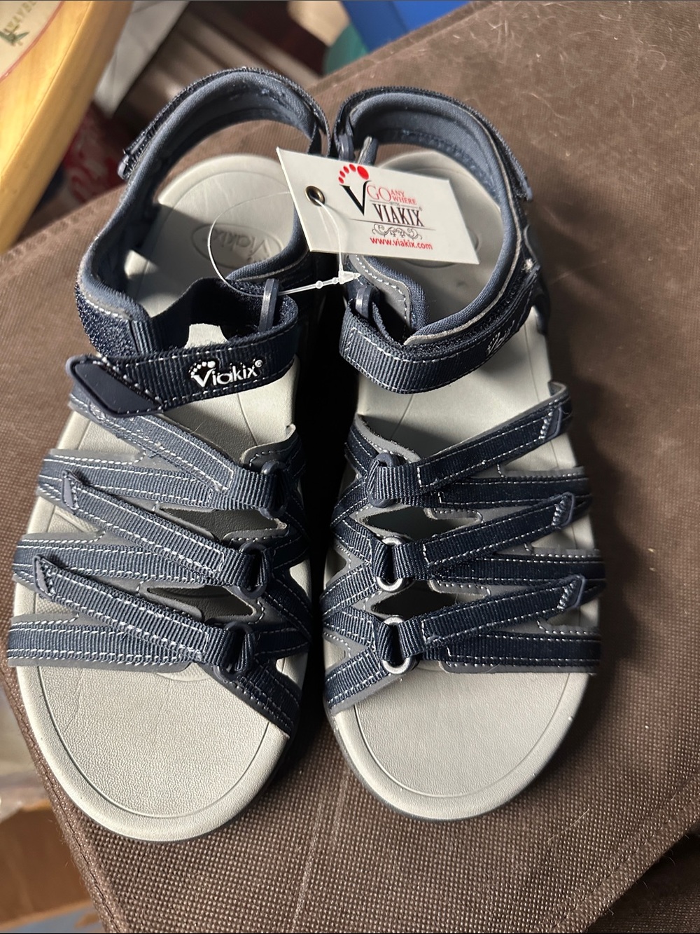 Viakix Navy Strappy Comfort Sandals for Women